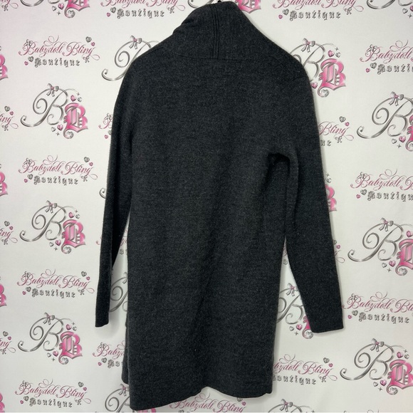 Adrienne vittadini cardigan merano wool grey charcoal black pockets soft open - Picture 3 of 7
